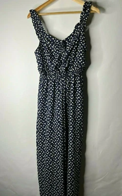 Macacão longo C by Lily branco floral sem mangas azul marinho/branco pequeno casual férias - Imagem 1 de 4