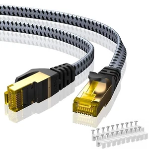 Cat 8 Ethernet Cable 75 Ft Nylon Braided High Speed Cat8 Network Lan Patch Cord - Picture 1 of 7