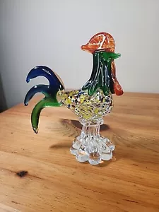 Murano Style Millefiori Multicolored Art Glass 9” Rooster. U1 Glass - Picture 1 of 5