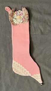 Handmade PINK Country Chic Elf Pointed Toe CHRISTMAS STOCKING 17" Long #22 - Picture 1 of 5