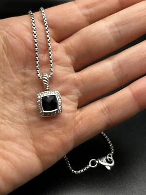 David Yurman Petite Albion Pendant Black Onyx Diamonds Necklace - Image 1 of 4
