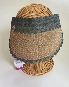 NUEVO CON ETIQUETAS VINCE CAMUTO Tejido Paja VISERA DE SOL Sombrero NATURAL/AZUL $38 - Imagen 1 de 5