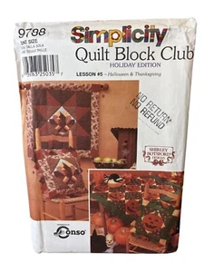 Conjunto de patrón de club de bloques de edredón Simplicity 9788 decoración de Acción de Gracias de Halloween sin cortar - Imagen 1 de 6