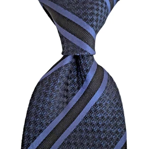 Neu mit Etikett Tom Ford blau schwarz gestreifte gewebte Seidenkrawatte 280 $ - Bild 1 von 5