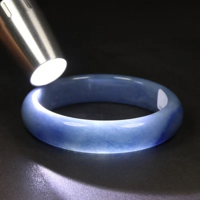 59mm Certified Grade A 100% Natural Lavender Blue Jade Bangle Bracelet 20321 - Image 1 of 4