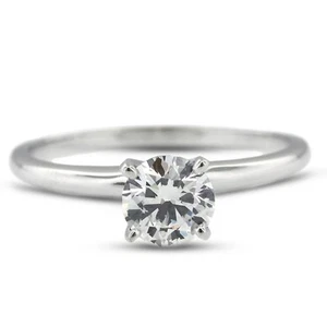 0.56ct F SI1 Round Natural Diamond Platinum Classic Solitaire Engagement Ring - Picture 1 of 11