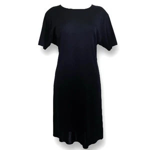 Exclusively Misook Womens Dress Sz Medium Black Acrylic Knit Short Sleeve Shift - Picture 1 of 6