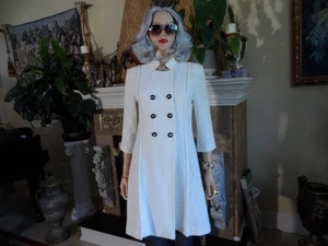 Cappotto abito cotone doppiopetto davanti maglia tweed avorio St John nuovo taglia 6 - Foto 1 di 24