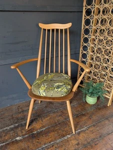 Vintage Ercol Windsor Goldsmith Carver Dining Desk Chair Light Blonde Elm Beech - Picture 1 of 12