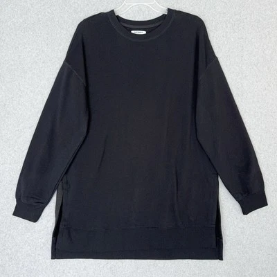 Moletom túnica Old Navy feminino grande alto tão confortável lã relax fenda lateral preto - Imagem 1 de 4