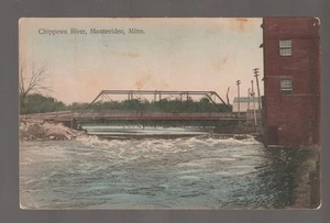 Montevideo MINNESOTA 1909 FLOUR GRIST MILL Dam WAGON BRIDGE Chippewa River MN - Picture 1 of 2