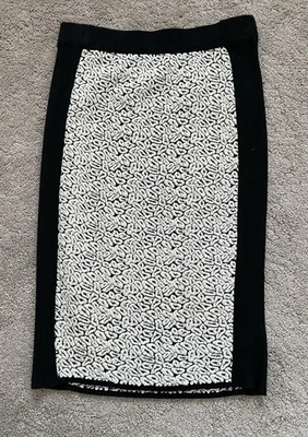BNWoT M&S Black White Animal Leopard Print Stretch Midi Skirt Medium - Image 1 of 4