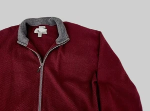 Men's JOSEPH ABBOUD XXL 100% Cashmere Full Zip Cardigan Burgundy Pockets Classic - Picture 1 of 11