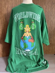 Vintage Y2K Algierz Worldwide Hu$TLA Graphic Hip Hop Streetwear T Shirt 4XL - Picture 1 of 16