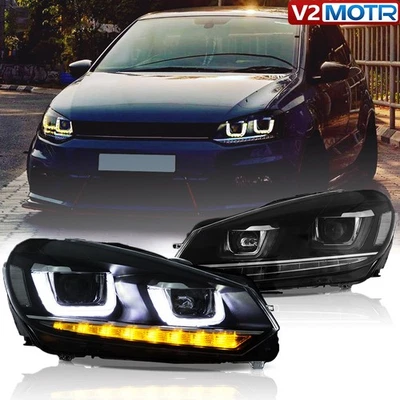 Luces delanteras LED halógenas para VW Volkswagen Golf6 MK6 GTI 2010-2014 L+R Foto 1 de 4