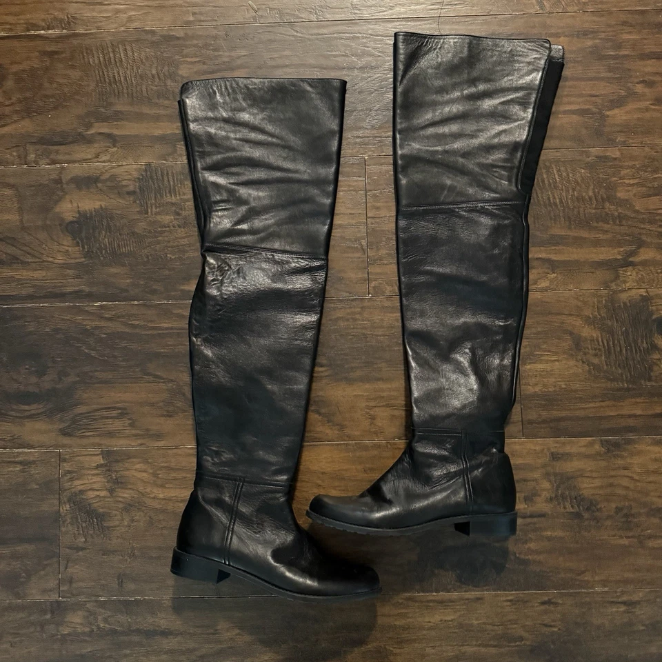 Botas por encima de la rodilla Stuart Weitzman de cuero negro talla 7,5 GW35284 Foto 1 de 4