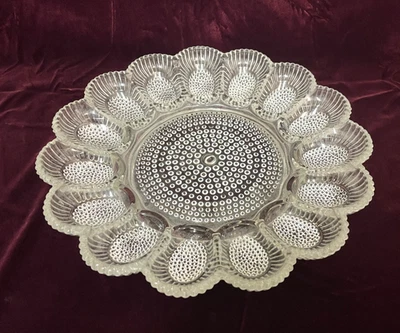 Plato de huevo de colección Indiana de vidrio burbuja Hobnail Deviled bandeja de relé-11" Foto 1 de 4