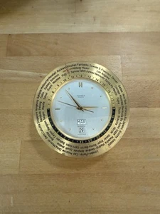 Hermes Brass Swiss Quartz World Time Clock Working! - Picture 1 of 8