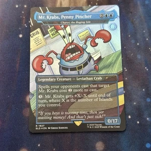 Mr. Krabs, Penny Pincher Borderless Foil MTG Single, Secret Lair, Rare 1927 NM - Foto 1 di 4