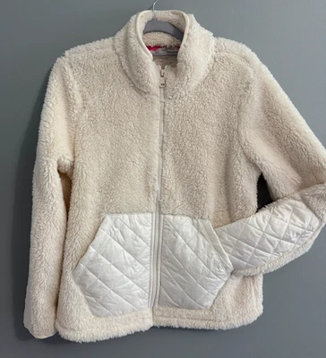 NUEVO SIN ETIQUETAS Isaac Mizrahi Sherpa Chaqueta de Vellón Mujer Crema Cremallera Acolchada Bolsillos XXS Foto 1 de 4