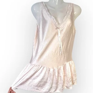 Beth Michaels VTG 90s Satin Tiered Ruffle Slip  Dress Womens Med Pink Balletcore - Picture 1 of 18
