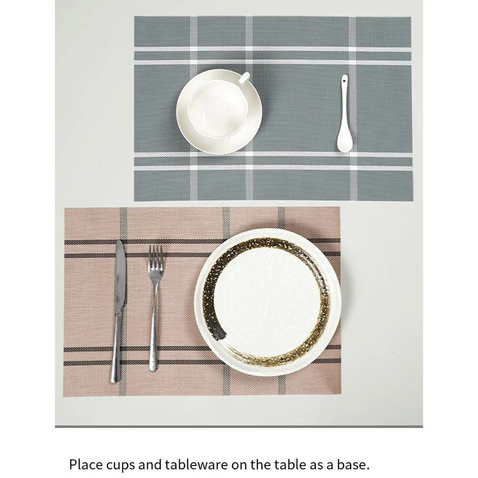 4 Piece Heat Resistant Waterproof Dining Table Mats with Anti Slip 18x12 - Image 1 of 4