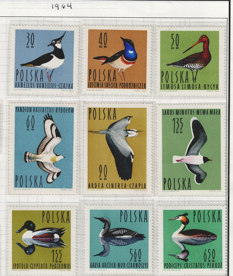 波兰动物鸟套装 1964 年全新邮票 — 第 1/1 张图片