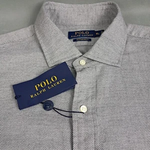 Polo Ralph Lauren Shirt Size XL Men Tribeca Graphite Heather Pique L/S Button Up - Picture 1 of 20