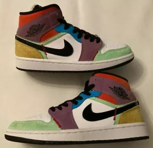 NIKE AIR JORDAN 1 MID SE LIGHTBULB MULTI-COLOR CW1140-100 WOMENS SZ 8 /MENS 6.5 - Picture 1 of 12