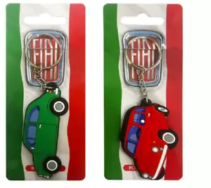 Official Fiat 500 Keyring / Soft PVC Keyring, Key Fob Bag Tag in Red / Green - Picture 1 of 3