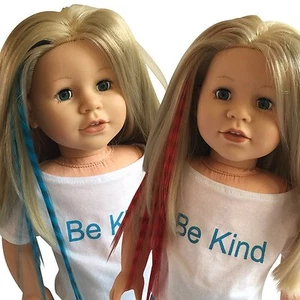 Clip In Hair Extensions Blue & Red for 18 inch Dolls and American Girl Dolls - Picture 1 of 4