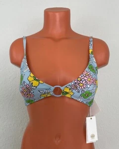Tory Burch Women's Blue Floral O-Ring Bikini Top Multi Size Medium - Picture 1 of 4