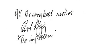 CARL RIGG 007 JAMES BOND THE IMPOSTER THE LIVING DAYLIGHTS RARE SIGNED CARD COA