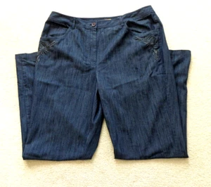 Peck Peck Weekend  Embroidered Lightweight Cotton Gray Pockets Pants Women Sz 16 - Picture 1 of 9