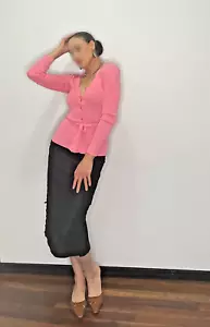 Escada Baby Pink Belted Tween Season Cardigan, V Neck, Make offer welcome! - Picture 1 of 11