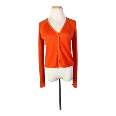 Cárdigan tejido fino Lafayette 148 talla M naranja mezcla de lino Foto 1 de 4