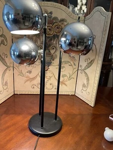 Vintage Mid Century Modern S-V Atomic Space Age Chrome Lamp 1970s Orbs Spacey - Picture 1 of 19