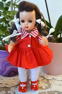 10” TINY TERRI LEE HARD PLASTIC DOLL IN TAGGED RED FAMILY DRESS