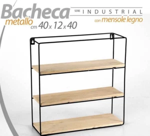 MENSOLA DA PARETE LIBRERIA SCAFFALE BACHECA MURO METALLO MENSOLE LEGNO 40*40*12 - Foto 1 di 7