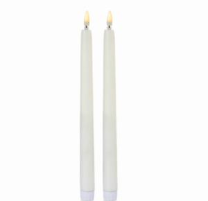 Premier Decorations Taper Candle with LED Technology - White, Pack of 2