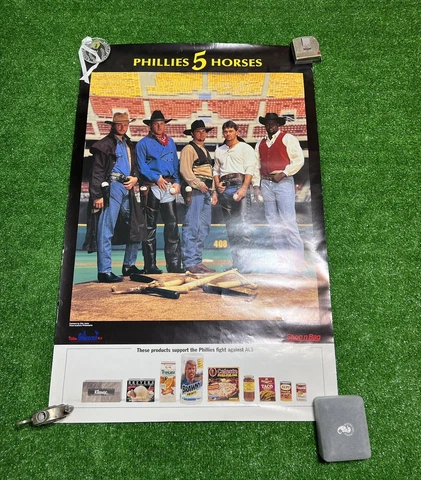 Vintage 1993 PHILADELPHIA PHILLIES 5 Horses 90s Poster 34” x 22.5” Cover