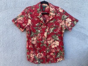 Lauren Ralph Lauren Women’s Sz Med Hawaiian Tropical 100% Linen Resort Floral - Picture 1 of 14