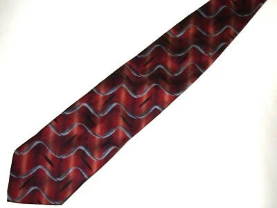 Vtg Pavone Mens Necktie Tie Burgundy Red Grey Black Geometric 57" - Image 1 of 4