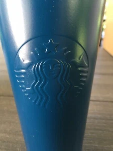 Starbucks Tall Metal Coffee Cup Mug Tumbler Teal solid Color. No lid. 24 oz. - Picture 1 of 7
