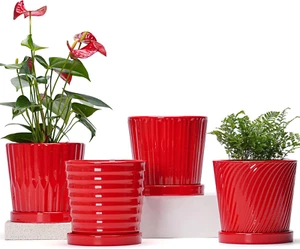 Plant Pots, 6 Inch Flower Pots for Plants,Ceramic Planter with Drainage Holes,In - Picture 1 of 12