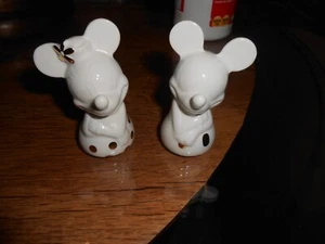 Hallmark Disney Mickey Minnie White Gold Salt & Pepper Shakers - Picture 1 of 5