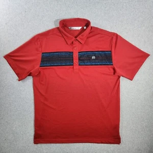 Travis Mathew Golf Shirt Mens Size Large Red Stripe Performance Polo "Flaw" - Picture 1 of 16