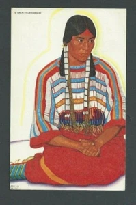 Ca 1936 Post Card Montana Blackfoot Indian Girl A Great Northern Rway Card - Picture 1 of 1