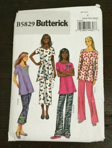 Butterick B5829 Misses Lounge pantaloni top vestibilità sciolta pantofole fiocco facili XS-M non tagliati - Foto 1 di 7