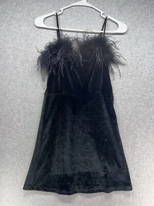 Cloud Ten Womens Dress Size S Velvet Feathers Spaghetti Strap Adjustable Short - Picture 1 of 11